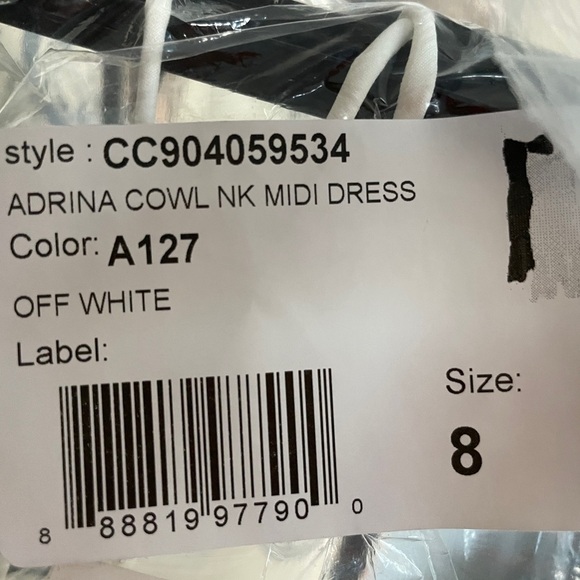 NWT -  Alice + Olivia Adrina Cowl-Neck Spaghetti-Strap High-Low Midi Dress - Picture 12 of 15